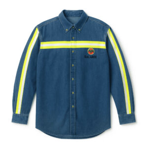 Camisola industrial de mezclilla con cinta reflejante de seguridad